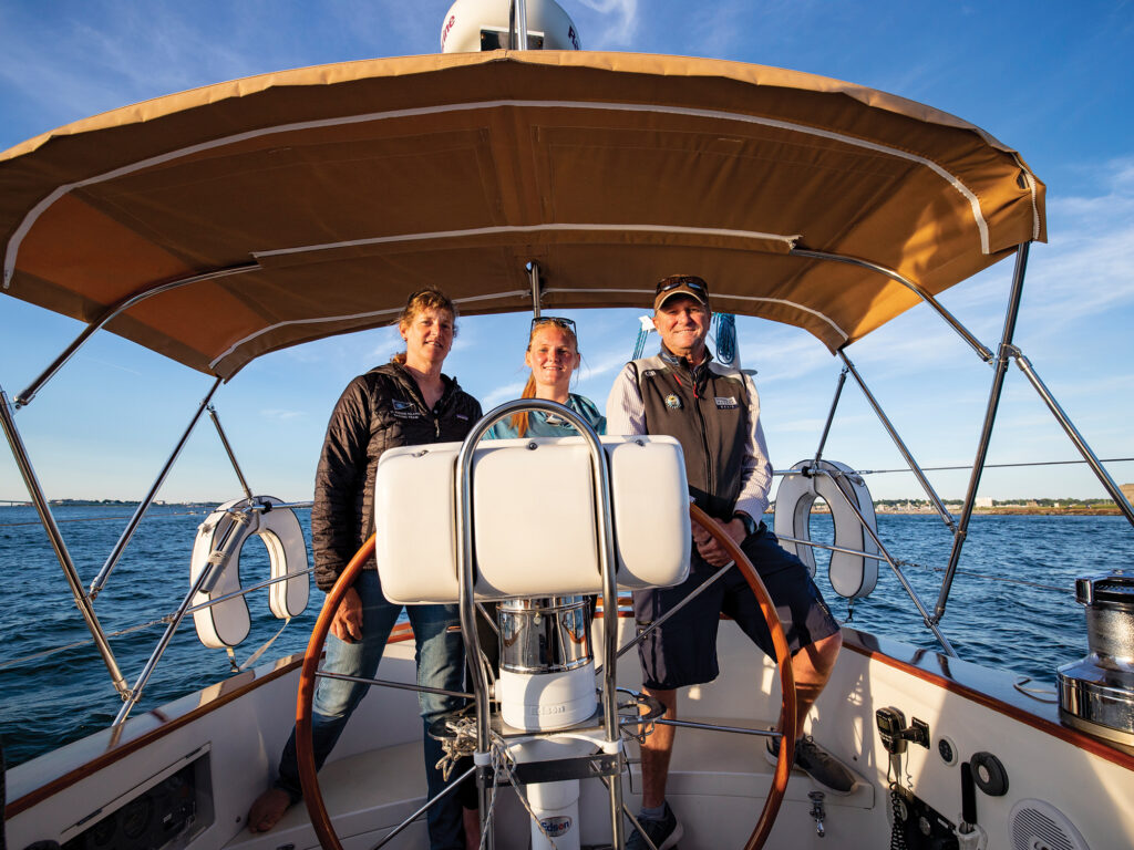 Yacht Althea underway with family aboard