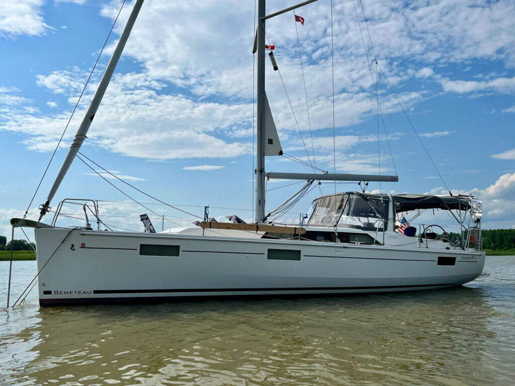 2018 Beneteau Oceanis 41.1 in shallow water