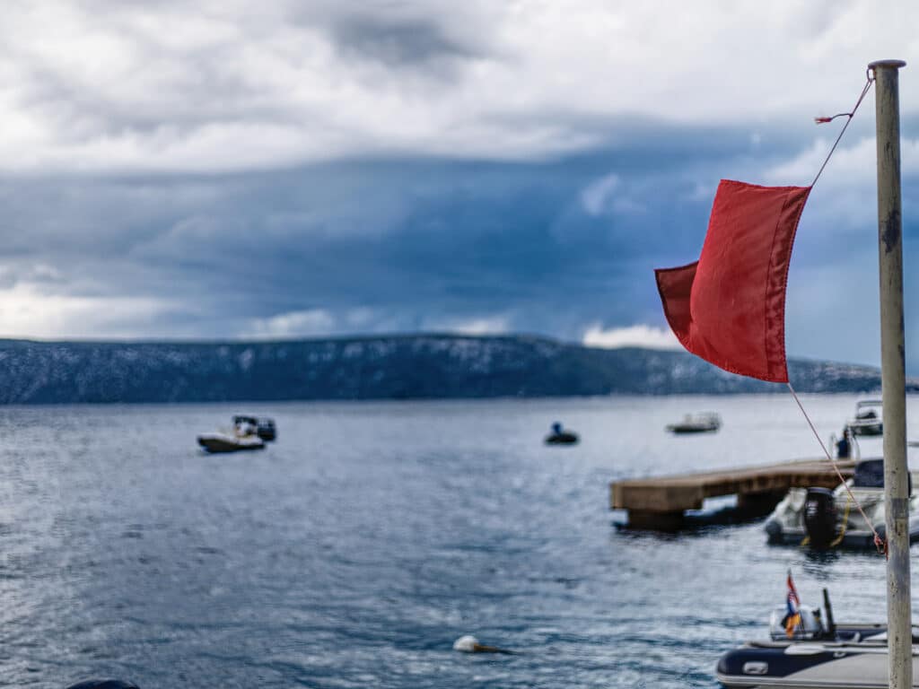 dramatic sky over boats in the adriatic sea