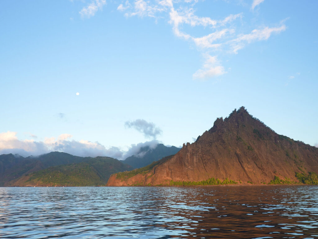 Arriving to Fatu Hiva at sunset