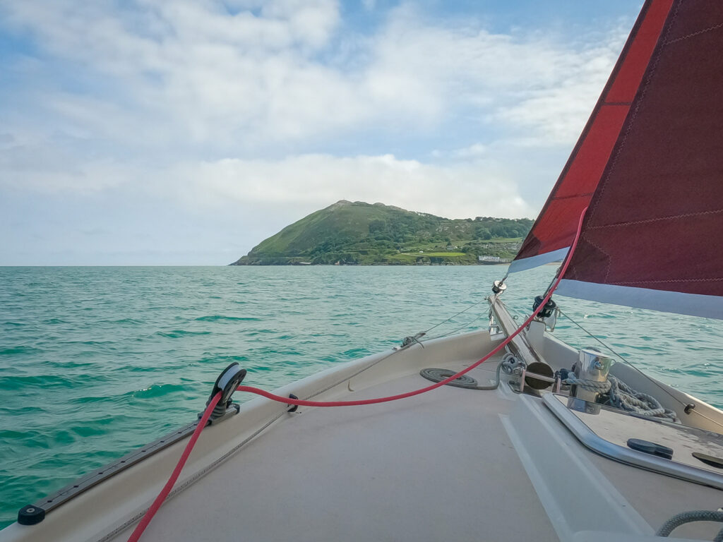 Staysail, Jib and Bowsprit Of a Yacht Sailing Towards Bray Head, County Wicklow