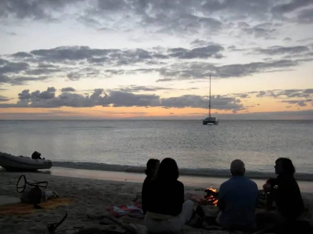 Sunset on the beach in the Bahamas