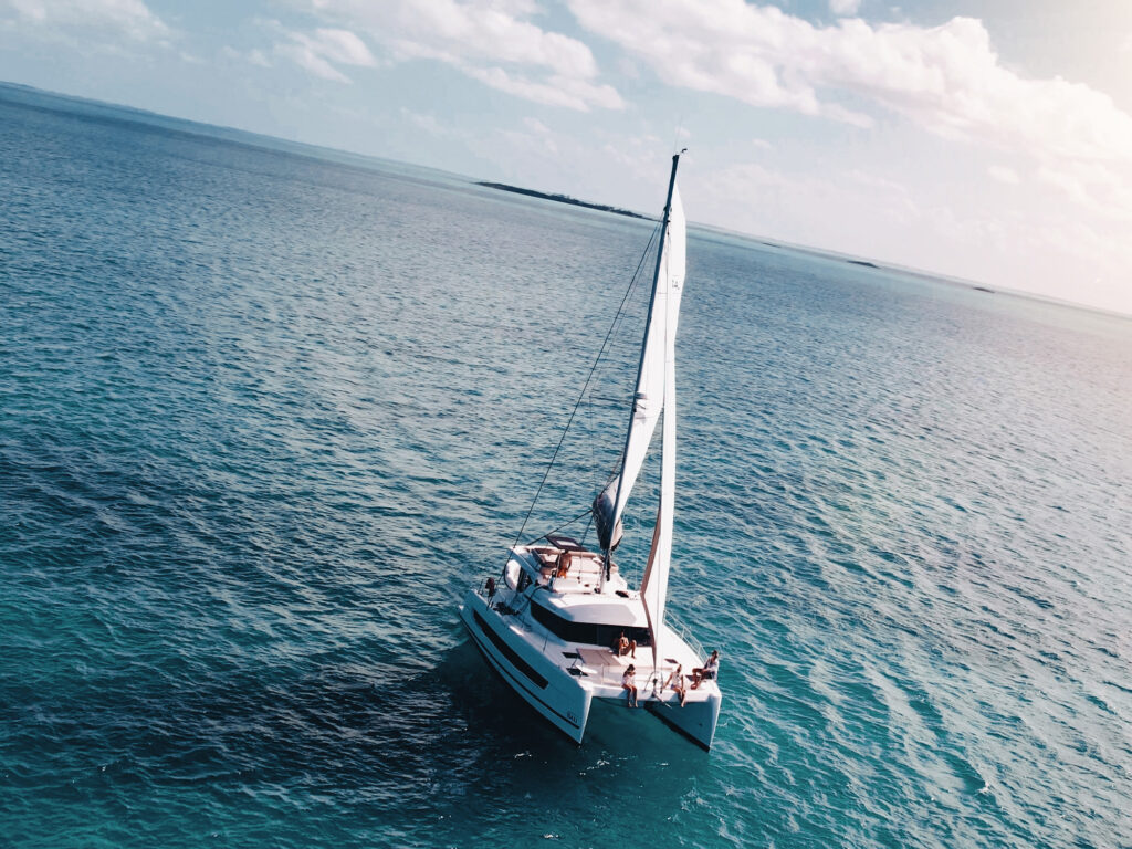 Catamaran on the ocean