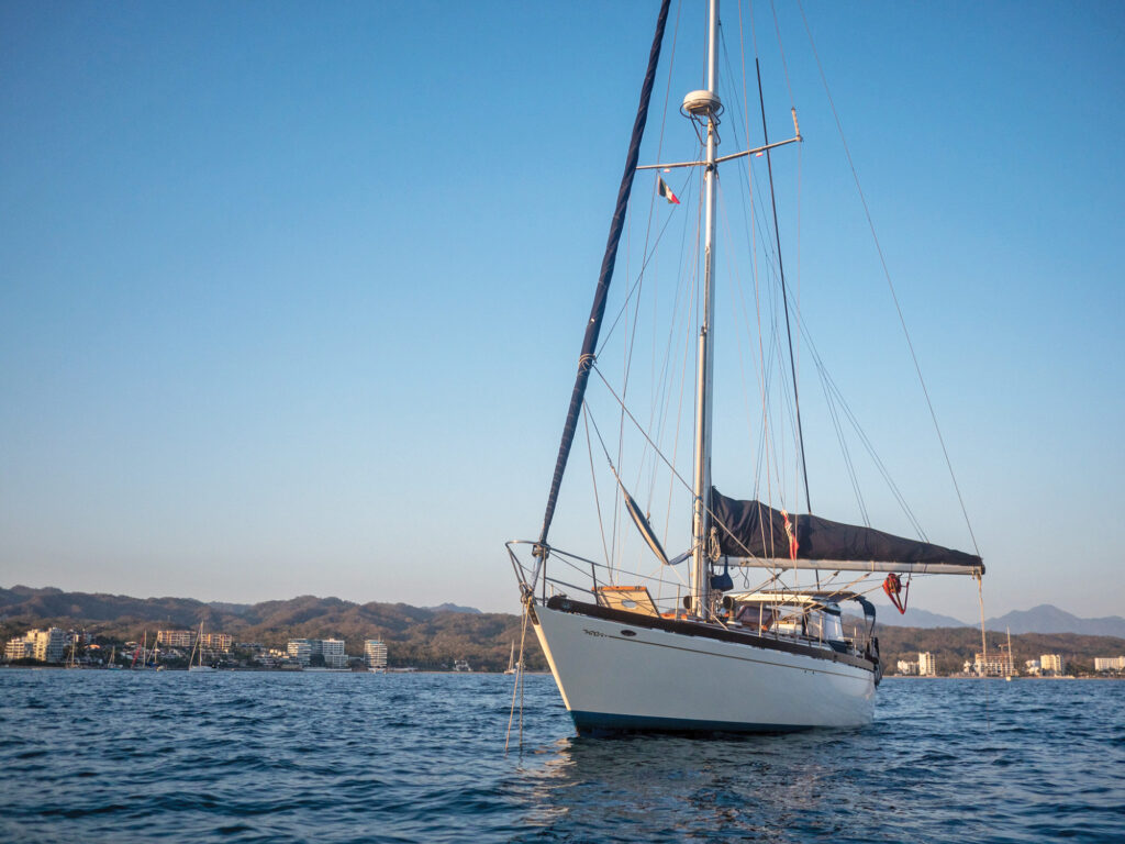 Boat anchored in La Cruz de Huanacaxtle, Mexico