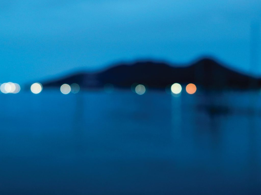 Coastal town at night