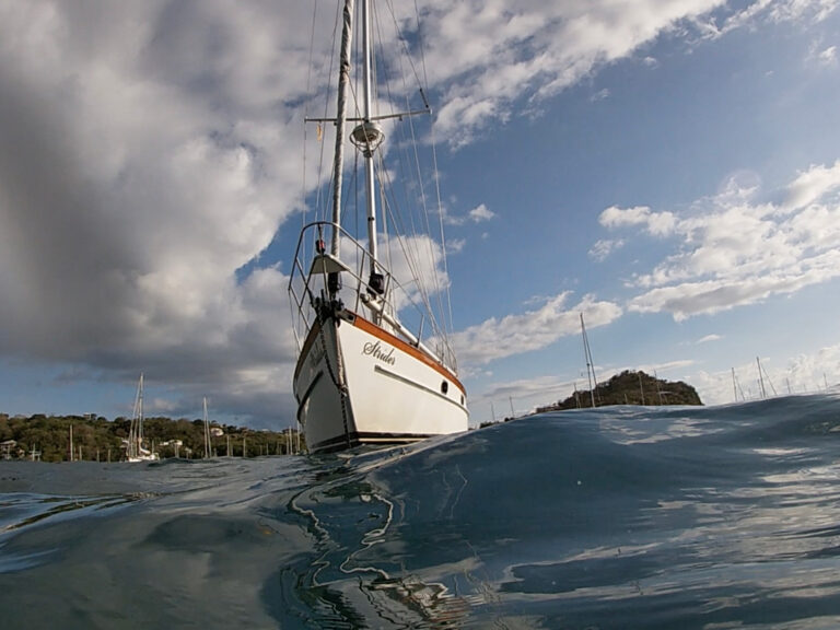 Strider anchored in the bay