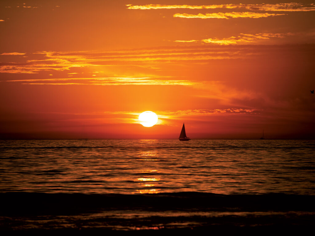 Sunrise over the sea and beautiful cloudscape.